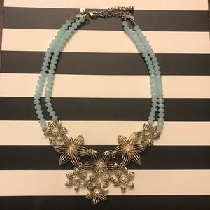 Clunky floral Anthropologie Necklace -Tiffany Blue